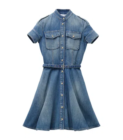 ALEXANDER MCQUEEN STONEWASHED DENIM MINI DRESS