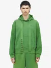 Alexander Mcqueen Stonewashed Jersey Sweatshirt With Hood For Men In Dark Green