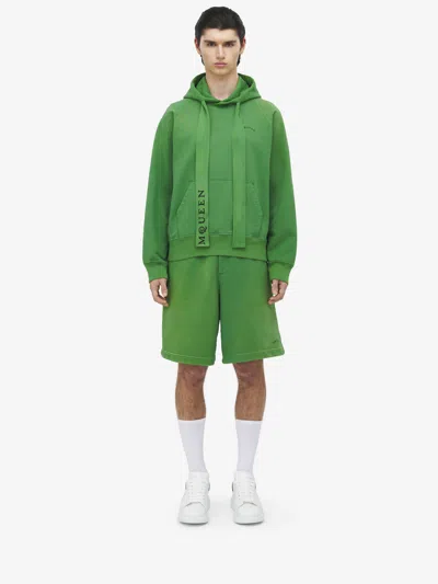 Alexander Mcqueen Stonewashed Jersey Shorts In Green