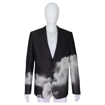 Pre-owned Alexander Mcqueen Storm Cloud Print Wool Sport Coat In Black