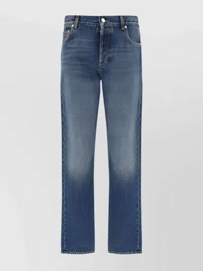Alexander Mcqueen Straight Cotton Jeans Faded Wash