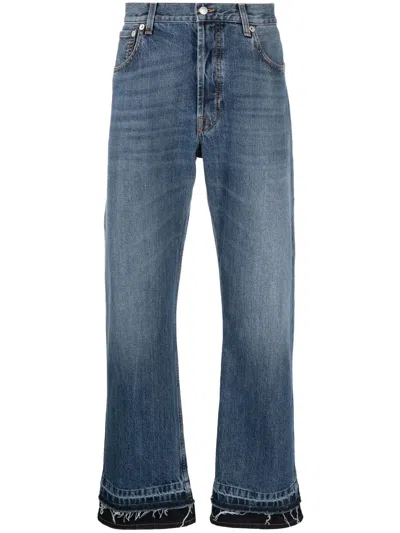 Alexander Mcqueen Straight-leg Cropped Jeans In Blue