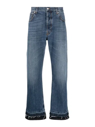 Alexander Mcqueen Straight-leg Cropped Jeans In Blue