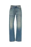 Alexander Mcqueen Blue High Waisted Jeans With Logo Detail On The Loop And Logo Patch On The Rear In