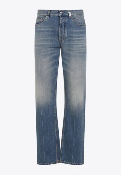 Alexander Mcqueen Mcqueen Skull Straight Leg Jeans In Blue Washed