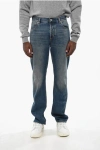 Alexander Mcqueen Straight Leg Jeans With Back Printed Pocket 21cm In Gray