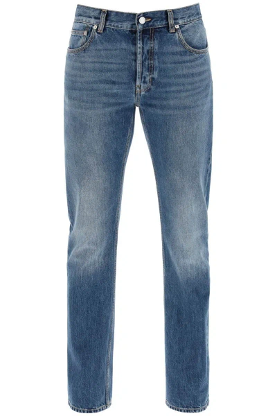 Alexander Mcqueen Straight Leg Jeans With Faux Pocket On The Back. In Blue