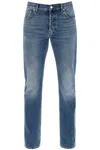 ALEXANDER MCQUEEN MEN'S MEDIUM WASH STRAIGHT LEG JEANS WITH DISTRESSED LOOK