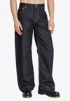 Alexander Mcqueen Straight-leg Jeans With Logo-patch In Blue