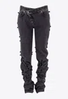 Alexander Mcqueen Women Black Denim Trouser With Knot Details In Black