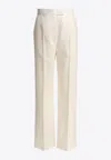 Alexander Mcqueen Tailored High-waist Trousers In Wool In White