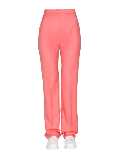 Alexander Mcqueen Straight Leg Trousers For Women In Pink