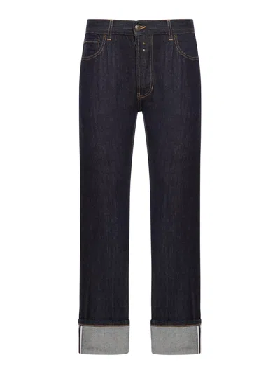 Alexander Mcqueen Straight-leg Turn-up Hem Jeans In Indigo