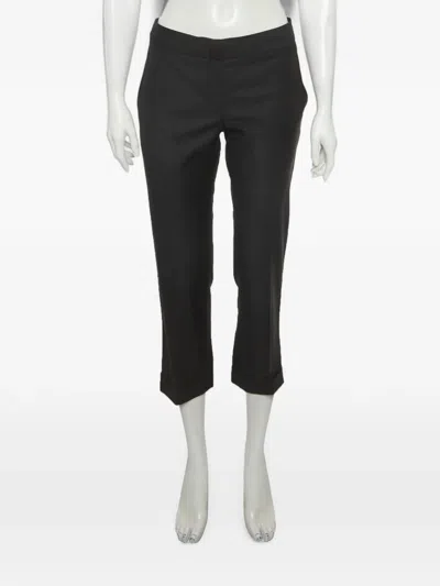 Pre-owned Alexander Mcqueen Straight-fit Cropped Trousers In Black