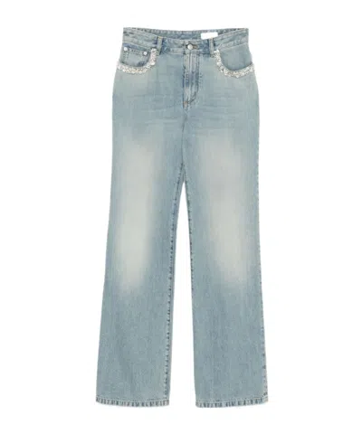 Alexander Mcqueen Straight-leg Embellished Jeans In Blue