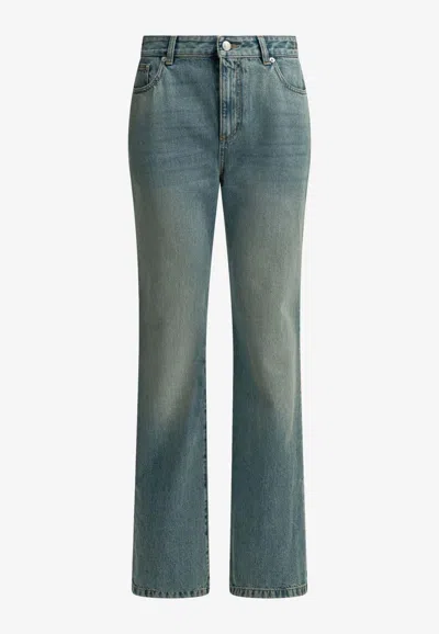 Alexander Mcqueen Straight-leg Washed Jeans In Blue