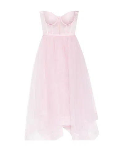 Alexander Mcqueen Strapless Boned-bodice Dress In Pink