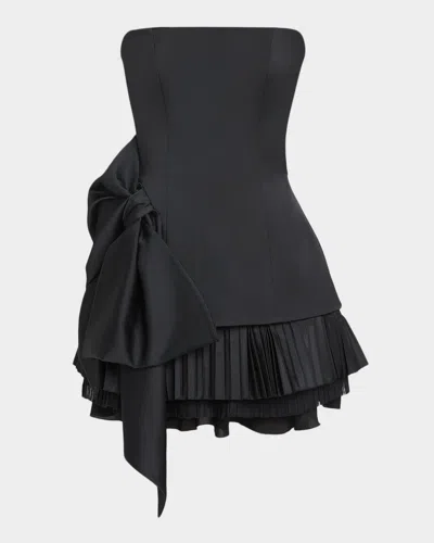 Alexander Mcqueen Strapless Bow Ruffle Mini Cocktail Dress In Blue