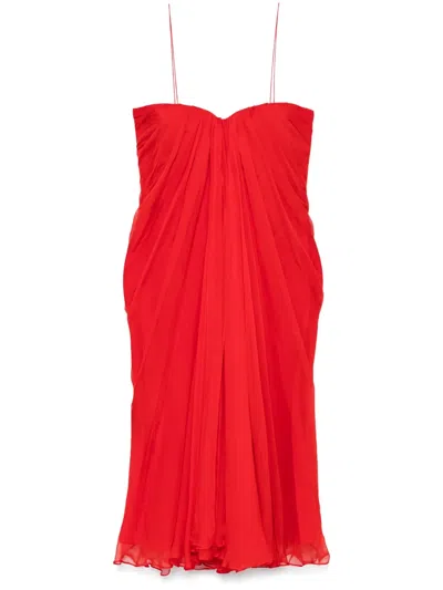Alexander Mcqueen Strapless Dress In Red