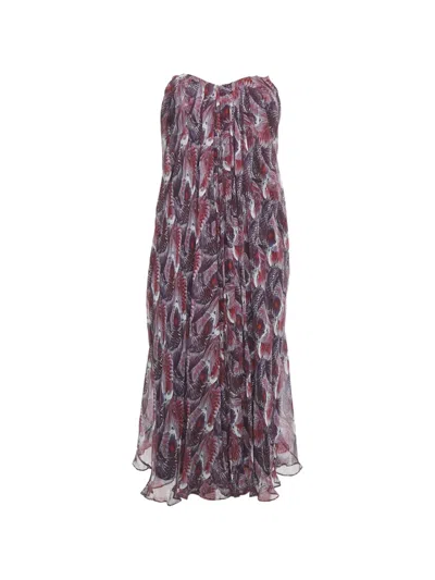 Pre-owned Alexander Mcqueen Strapless Printed Midi Dress In Purple