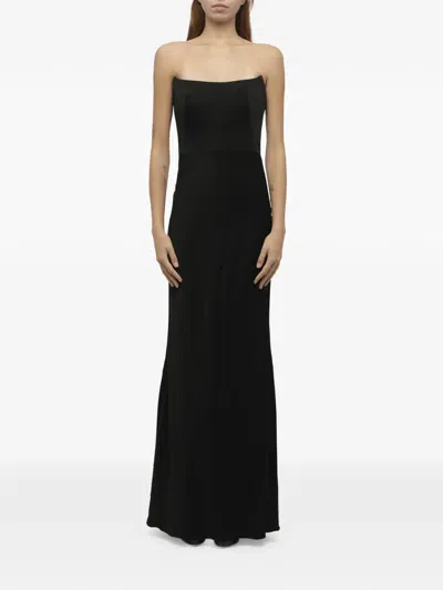 Alexander Mcqueen Strapless Satin Dress In Black