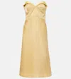 Alexander Mcqueen Strapless Satin Midi Dress In Yellow