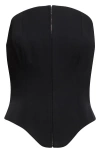 Alexander Mcqueen Curved Strapless Zip-front Bustier Top In Black