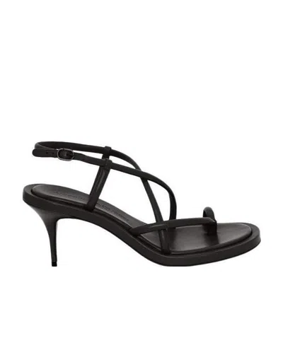 Alexander Mcqueen Strappy Leather Sandals In Black