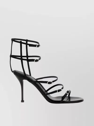 Alexander Mcqueen Strappy Leather Sandals With Multiple Buckles In Black