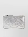 Alexander Mcqueen Streamlined Metallic Leather Wallet In Grey