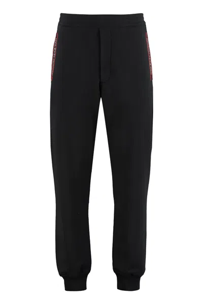 Alexander Mcqueen Stretch Cotton Track-pants In Black