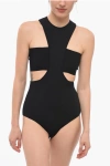 ALEXANDER MCQUEEN STRETCH VISCOSE BODYSUIT WITH CUT OUT DETAIL
