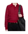 Alexander Mcqueen Stripe Knt Crop Polo In Red