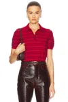 Alexander Mcqueen Stripe Short Sleeve Knit In Burgundy & Red