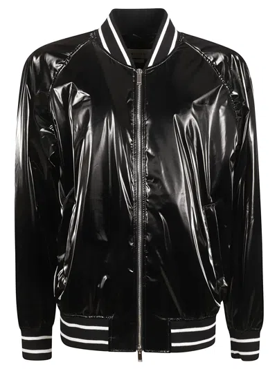ALEXANDER MCQUEEN STRIPE TRIMMED OVERSIZED BOMBER