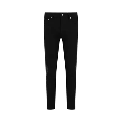 Pre-owned Alexander Mcqueen Striped Band Jeans 'black' | Men's Size 46
