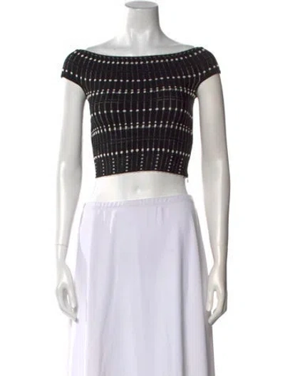 Pre-owned Alexander Mcqueen Striped Bateau Neckline Crop Top W/ Tags In Black