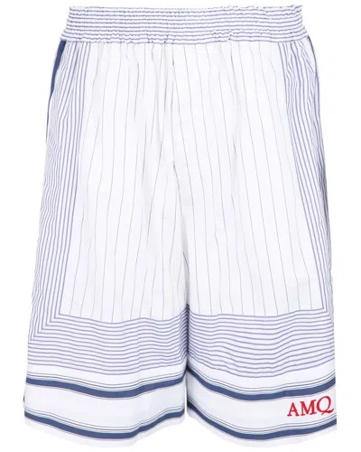 Alexander Mcqueen Striped Bermuda Shorts In White