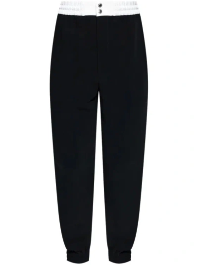 Alexander Mcqueen Striped Cady Track Pants In Black
