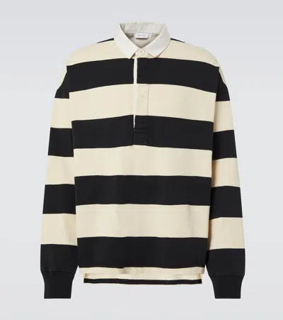 Alexander Mcqueen Oversized Logo-embroidered Striped Cotton-jersey Polo Shirt In Black/ivory