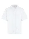 Alexander Mcqueen Short-sleeve Striped Shirt With Camp Collar In White