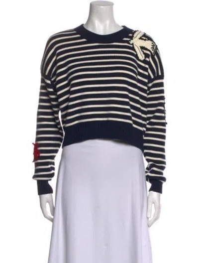 Pre-owned Alexander Mcqueen Striped Crew Neck Sweater In Blue