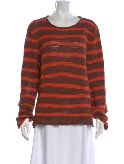 Pre-owned Alexander Mcqueen Striped Crew Neck Sweater In Brown