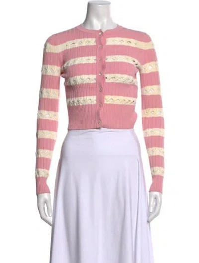 Pre-owned Alexander Mcqueen Striped Crew Neck Sweater In Pink