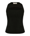 Alexander Mcqueen Women Slashed Knt Slvls Tp In Black