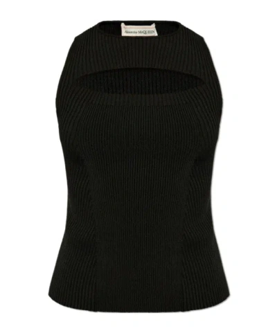 Alexander Mcqueen Cut-out Sleeveless Top In Black