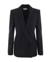 Alexander Mcqueen Striped Double-breasted Blazer In Black
