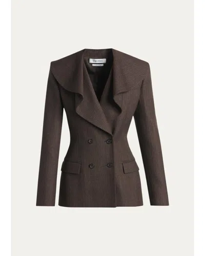Alexander Mcqueen Striped Double-breasted Wool Blazer In Brown