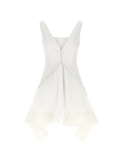 Alexander Mcqueen Striped Folded Mini Dress In White