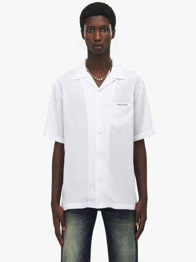 Alexander Mcqueen Striped Hawaiian Shirt In White